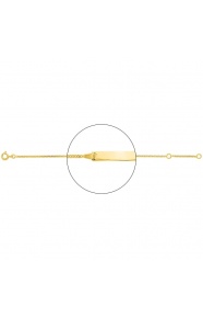 Pulsera infantil con placa recta de oro amarillo de 18 Kt, cadena barbada fina