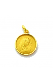 Medalla Virgen de los Dolores de oro amarillo de 18 Kt, bisel media caña