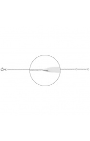 Pulsera infantil con placa redondeada de oro blanco de 18 Kt, cadena barbada fina