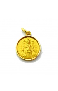 Medalla Nuestra Señora de la Merced de oro amarillo de 18 Kt, bisel media caña