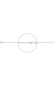 Pulsera infantil con placa recta de oro blanco de 18 Kt, cadena barbada fina