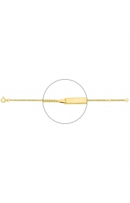 Pulsera infantil con placa de borde trenzado de oro amarillo de 18 Kt, cadena barbada mediana