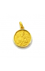 Medalla Virgen del Perpetuo Socorro de oro amarillo de 18 Kt, bisel media caña