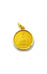 Medalla Virgen de las Angustias de frente de oro amarillo de 18 Kt, bisel media caña