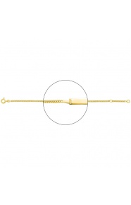 Pulsera infantil con placa recta de oro amarillo de 18 Kt, cadena barbada mediana