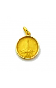 Medalla Virgen de Fátima de oro amarillo de 18 Kt, bisel media caña