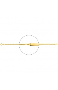 Pulsera infantil con placa recta de oro amarillo de 18 Kt, cadena barbada gruesa