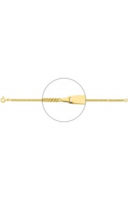 Pulsera infantil con placa redondeada de oro amarillo de 18 Kt, cadena barbada muy gruesa