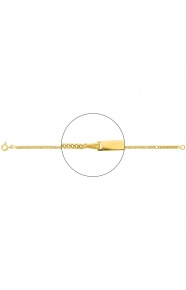 Pulsera infantil con placa recta de oro amarillo de 18 Kt, cadena barbada muy gruesa