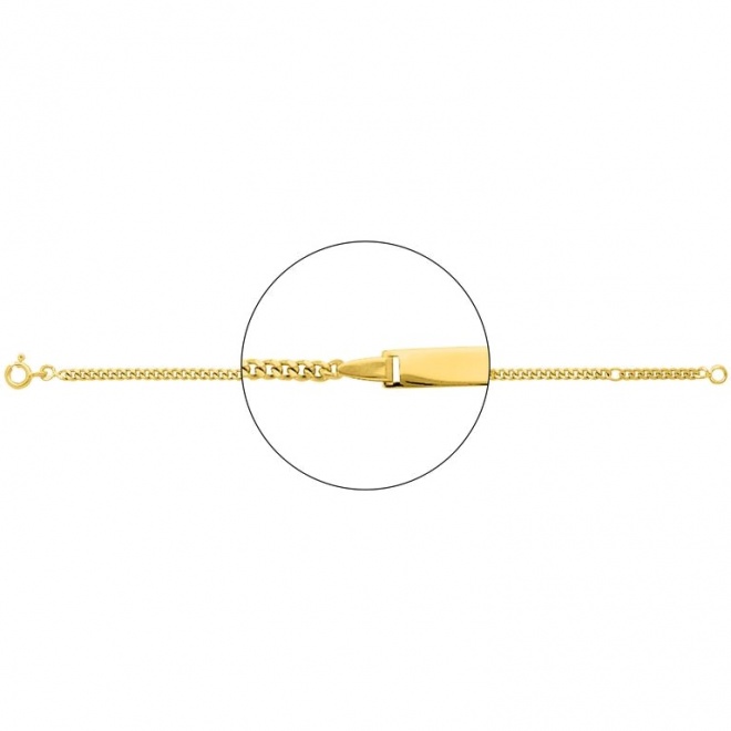 Pulsera infantil con placa recta de oro amarillo de 18 Kt, cadena barbada muy gruesa