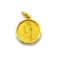 Medalla Virgen Blanca de oro amarillo de 18 Kt, bisel media caña