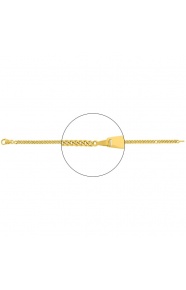 Pulsera infantil con placa redondeada de oro amarillo de 18 Kt, cadena barbada extragruesa