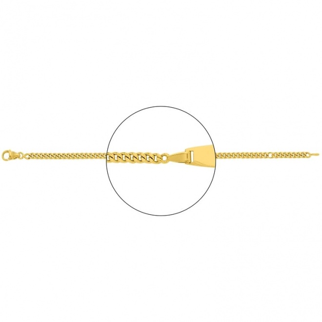 Pulsera infantil con placa redondeada de oro amarillo de 18 Kt, cadena barbada extragruesa