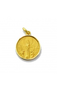 Medalla Virgen del Pilar de oro amarillo de 18 Kt, bisel media caña