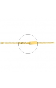 Pulsera infantil con placa recta de oro amarillo de 18 Kt, cadena barbada extragruesa