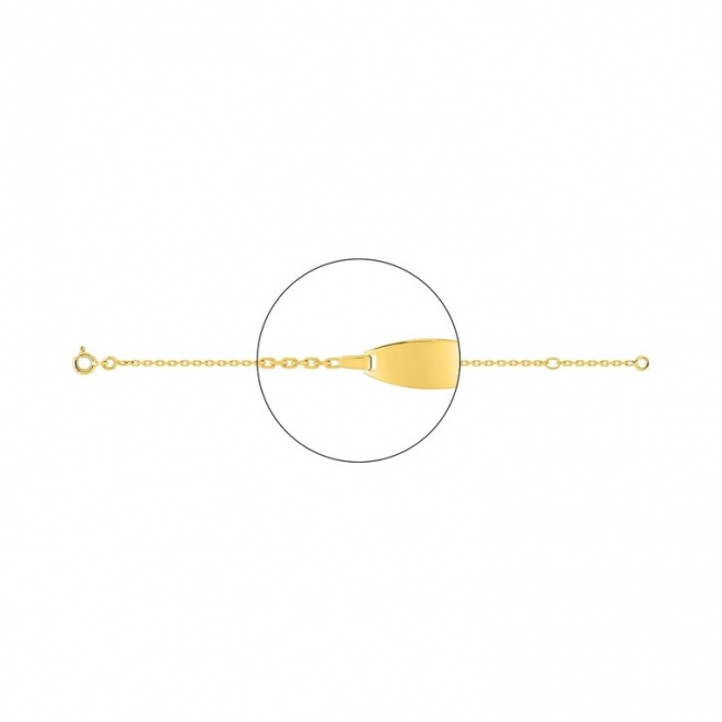 Pulsera de bebé con placa redondeada de oro amarillo de 18 Kt, cadena forzada