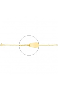 Pulsera de bebé con placa redondeada de oro amarillo de 18 Kt, cadena rolo