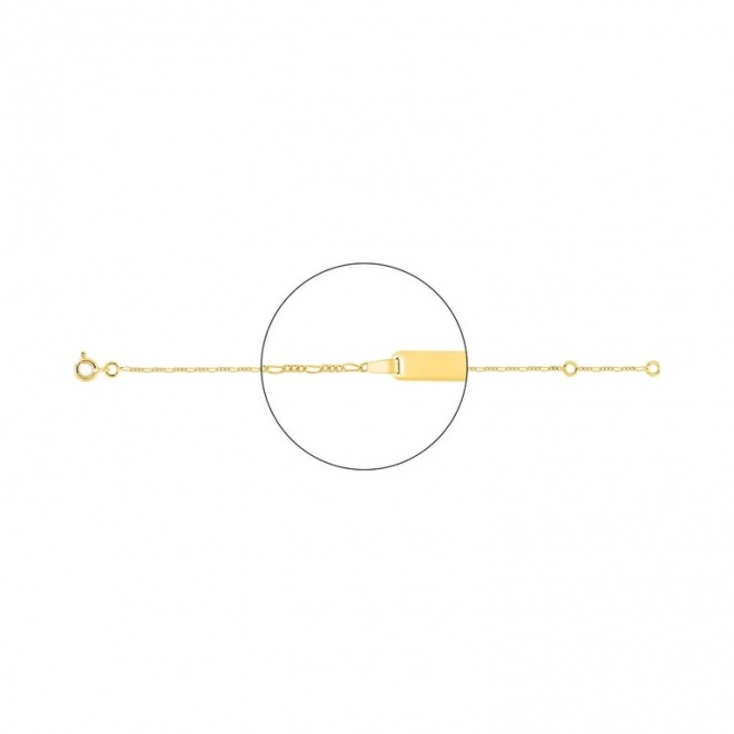 Pulsera de bebé con placa recta de oro amarillo de 18 Kt, cadena cartier