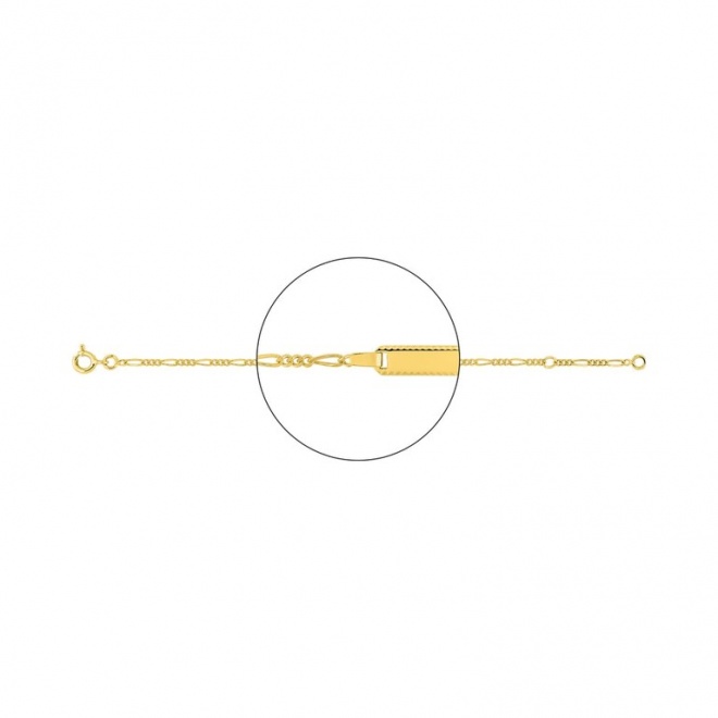 Pulsera de bebé con placa diamantada de oro amarillo de 18 Kt, cadena cartier