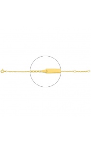 Pulsera de bebé con placa recta de oro amarillo de 18 Kt, cadena rolo