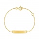 Pulsera de bebé con placa recta de oro amarillo de 18 Kt, cadena forzada fina