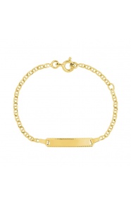 Pulsera de bebé con placa diamantada de oro amarillo de 18 Kt, cadena rolo