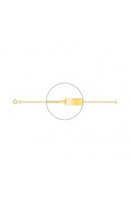 Pulsera de bebé con placa recta de oro amarillo de 18 Kt, cadena marinera