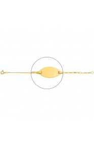 Pulsera de bebé con placa ovalada de oro amarillo de 18 Kt, cadena torzada