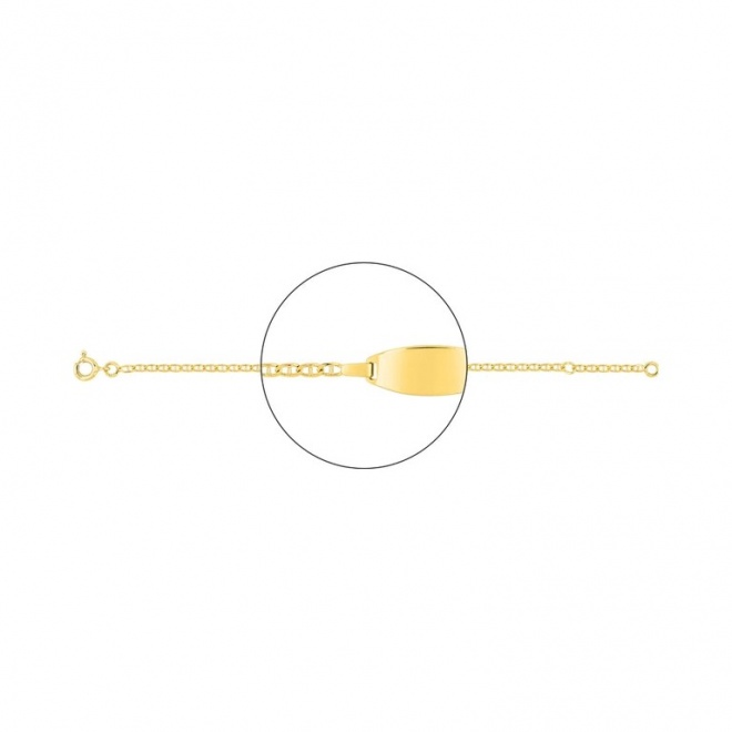 Pulsera de bebé con placa redondeada de oro amarillo de 18 Kt, cadena marinera