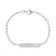 Pulsera de bebé con placa diamantada de oro blanco de 18 Kt, cadena rolo