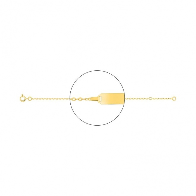 Pulsera de bebé con placa recta de oro amarillo de 18 Kt, cadena forzada