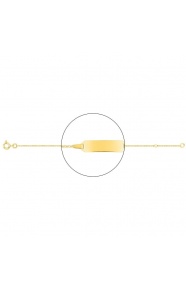 Pulsera de bebé con placa recta de oro amarillo de 18 Kt, cadena rolo fina