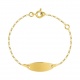 Pulsera de bebé con placa redondeada de oro amarillo de 18 Kt, cadena de eslabón alargado