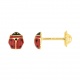 Pendientes de bebé de oro amarillo de 9 Kt con esmalte, mariquita