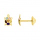 Pendientes de bebé de oro amarillo de 9 Kt con esmalte, tortuga multicolor