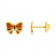 Pendientes de bebé de oro amarillo de 9 Kt con esmalte, lazo rojo