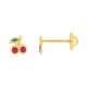 Pendientes de bebé de oro amarillo de 9 Kt con esmalte, cerezas