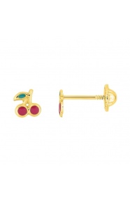 Pendientes de bebé de oro amarillo de 9 Kt con esmalte, cerezas