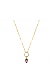Collar infantil de oro amarillo de 9 Kt con esmalte, mariquita