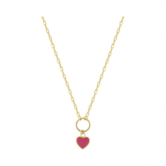 Collar infantil de oro amarillo de 9 Kt con esmalte, corazón