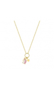 Collar infantil de oro amarillo de 9 Kt con esmalte, unicornio y estrella