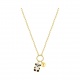 Collar infantil de oro amarillo de 9 Kt con esmalte, oso panda y bolita