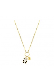 Collar infantil de oro amarillo de 9 Kt con esmalte, oso panda y bolita