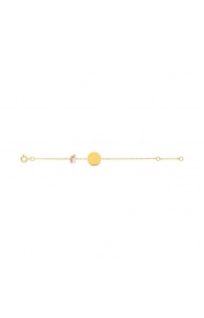 Pulsera infantil de oro amarillo de 9 Kt con esmalte, disco y unicornio