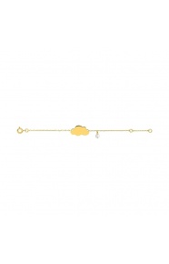 Pulsera infantil con placa de nube de oro amarillo de 9 Kt, perla colgante