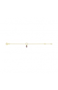 Pulsera infantil de oro amarillo de 9 Kt con esmalte, mariquita rosa