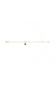 Pulsera infantil de oro amarillo de 9 Kt con esmalte, corazón rojo