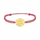 Pulsera infantil de oro amarillo de 9 Kt y cordón rojo, medalla octogonal de ángel