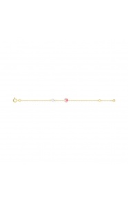 Pulsera de bebé de oro amarillo de 9 Kt con esmalte y perla, flor
