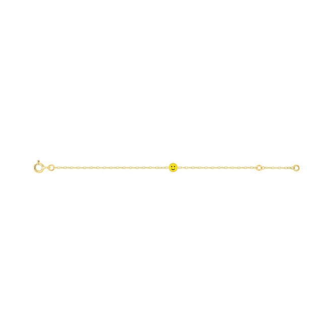 Pulsera de bebé de oro amarillo de 9 Kt con esmalte, carita sonriente